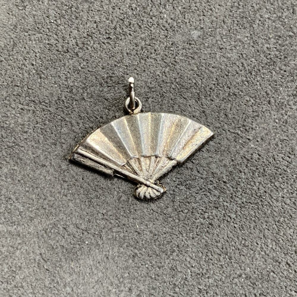 Vintage Sterling Silver Japanese Fan Bracelet Or Necklace 925 Charm